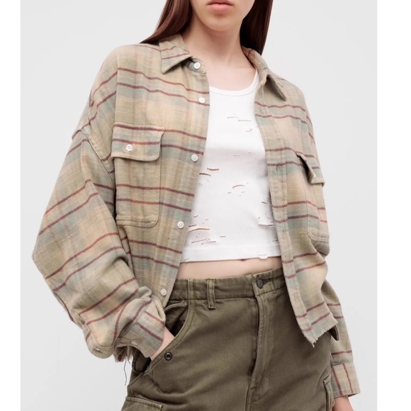 R13 Beige Plaid Button Down Shirt - Picture 2 of 11